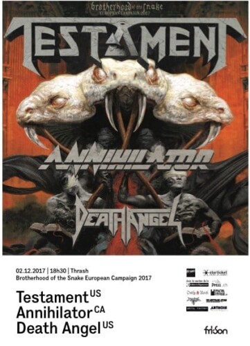 Poster von der Veranstaltung Testament, Annihilator & Death Angel @ Fri-Son, Freiburg