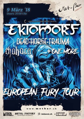 Poster von der Veranstaltung Ektomorf, Dead Horse Trauma, The Legion:Ghost, Chakora @ Met-Bar, Lenzburg