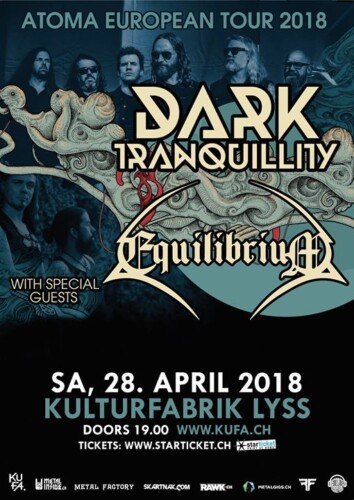 Poster von der Veranstaltung Dark Tranquillity & Equilibrium @ Kulturfabrik KUFA, Lyss