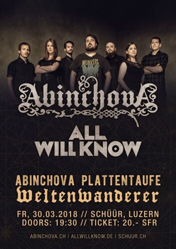 Poster von der Veranstaltung ABINCHOVA Album Release Party @ Konzerthaus Schüür , Luzern