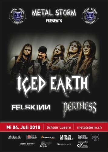 Poster von der Veranstaltung Iced Earth, Felskinn & Pertness @ Konzerthaus Schüür , Luzern