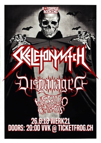 Poster von der Veranstaltung Skeletonwitch, Disparaged & Nervo Chaos @ Dynamo, Zürich