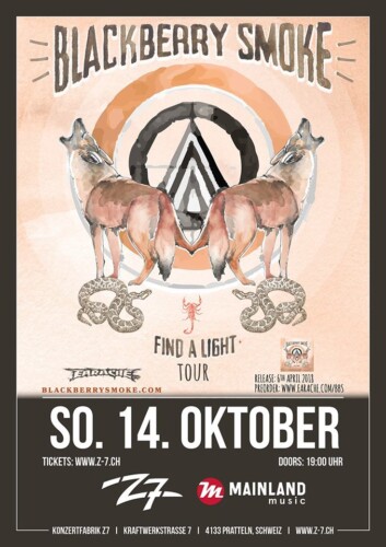 Poster von der Veranstaltung Blackberry Smoke @ Konzertfabrik Z7, Pratteln