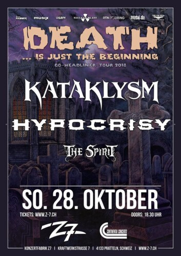 Poster von der Veranstaltung Kataklysm, Hypocrisy & The Spirit @ Konzertfabrik Z7, Pratteln