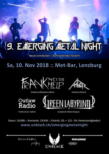 Poster von der Veranstaltung 9. Emerging Metal Night @ Met-Bar, Lenzburg