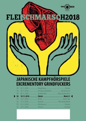 Poster of the event Excrementory Grindfuckers & Japanische Kampfhörspiele at Werk21, Zürich