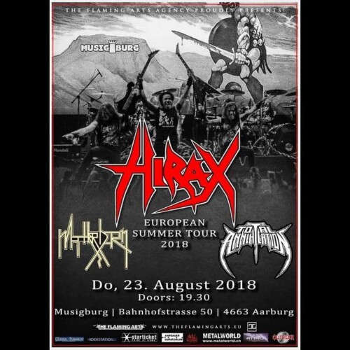 Poster von der Veranstaltung Hirax, Matterhorn & Total Annihilation @ Musigburg, Aarburg