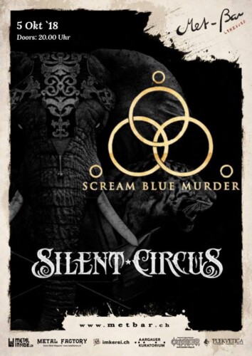 Poster von der Veranstaltung Scream Blue Murder & Silent Circus @ Met-Bar, Lenzburg