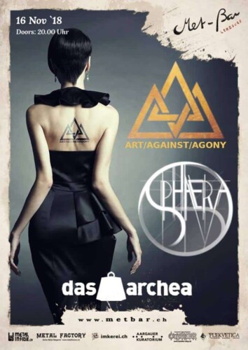 Poster von der Veranstaltung Art against Agony, Sphæra & Das Archea @ Met-Bar, Lenzburg