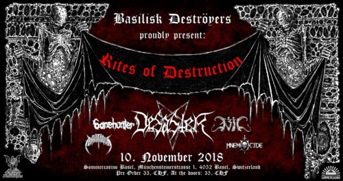 Poster von der Veranstaltung Rites of Destruction @ Sommercasino, Basel