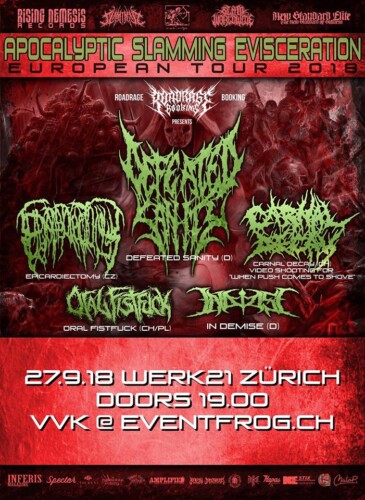 Poster von der Veranstaltung Defeated Sanity, Epicardiectomy & Carnal Decay @ Werk21, Zürich