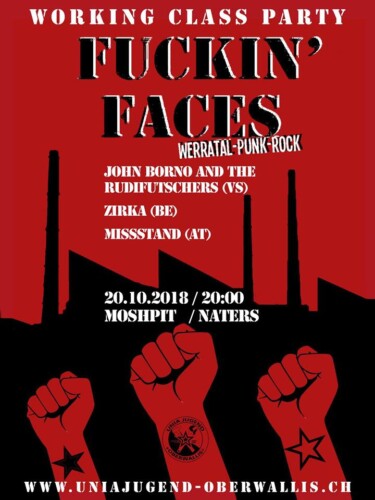 Poster von der Veranstaltung Working Class Party @ Moshpit-Music Club, Naters