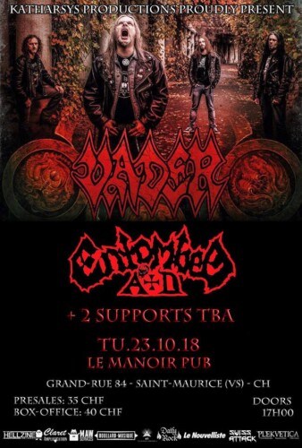 Poster von der Veranstaltung Vader & Entombed A.D. @ Manoir Pub, Saint-Maurice