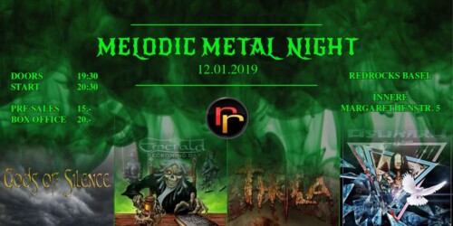 Poster von der Veranstaltung Melodic Metal Night @ Redrocks, Basel