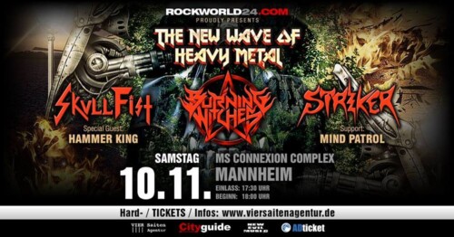 Poster von der Veranstaltung Burning Witches, Skull Fist, Striker, Hammer King & Mind Patrol @ MS Connexion Complex