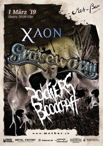 Poster von der Veranstaltung Abgesagt: Graveworm, Xaon & Soldiers Bloodcraft @ Met-Bar, Lenzburg