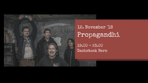 Poster von der Veranstaltung Propagandhi, Dead To Me & RVIVR @ Dachstock Reitschule, Bern