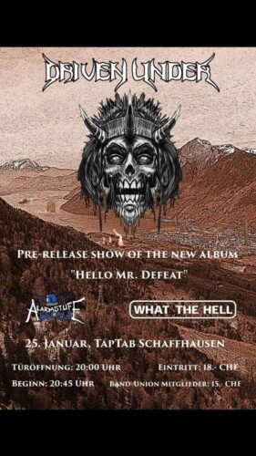 Poster von der Veranstaltung CD-Release Driven Under, What The Hell & Alarmstufe Blau @ TapTab Musikraum, Schaffhausen