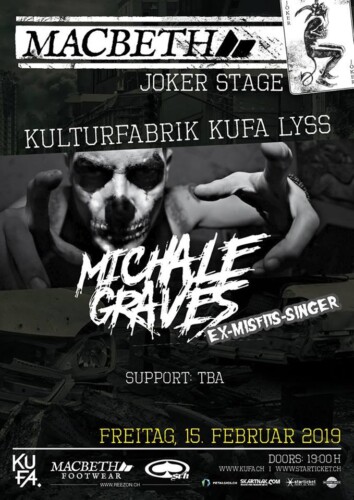 Poster von der Veranstaltung Michale Graves (Ex-Misfits) & Band @ Kulturfabrik KUFA, Lyss