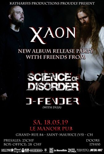 Poster von der Veranstaltung Xaon, Science of Disorder & D-Fender @ Manoir Pub, Saint-Maurice