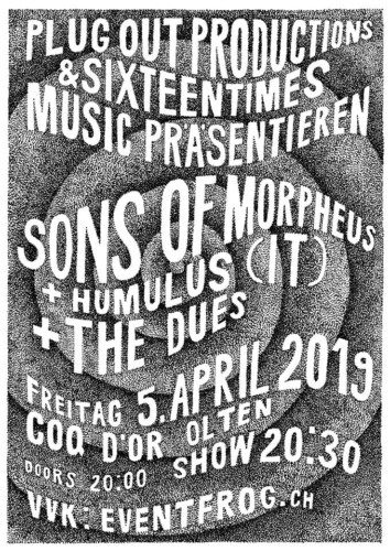 Poster von der Veranstaltung Sons of Morpheus, Humulus & The Dues @ Coq d’Or, Olten