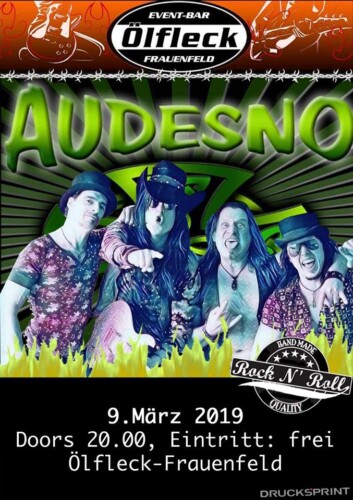 Poster von der Veranstaltung Die 70er Rock Show mit Audesno @ Ölfleck Event-Bar, Frauenfeld