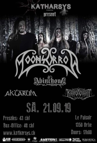 Poster von der Veranstaltung Moonsorrow, Abinchova & Kaatarakt @ Le Puisoir, Orbe