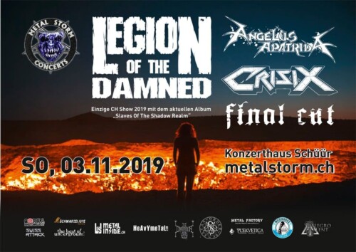 Poster von der Veranstaltung Legion Of The Damned, Angelus Apatrida, Final Cut & Izegrim @ Konzerthaus Schüür , Luzern