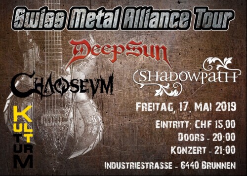 Poster von der Veranstaltung Swiss Metal Alliance Tour @ Kult-turm, Brunnen SZ