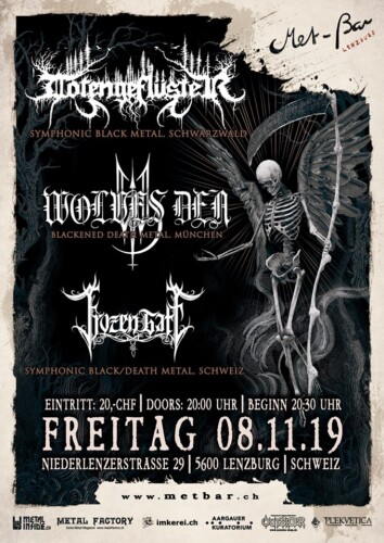 Poster von der Veranstaltung Totengeflüster, Wolves Den & Frozen Gate @ Met-Bar, Lenzburg