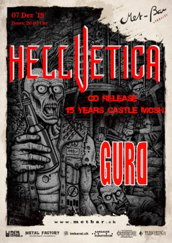 Poster von der Veranstaltung Hellvetica - Release Show! & GurD @ Met-Bar, Lenzburg