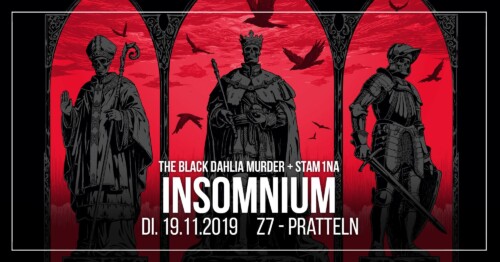 Poster von der Veranstaltung Insomnium, The Black Dahlia Murder & Stam1na @ Konzertfabrik Z7, Pratteln