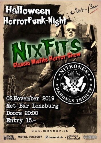 Poster von der Veranstaltung Halloween Horror Punk-Night @ Met-Bar, Lenzburg