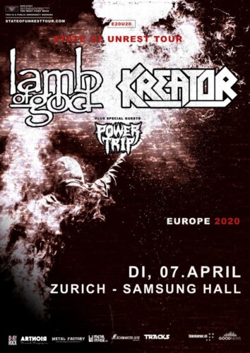 Poster von der Veranstaltung Verschoben: Kreator, Lamb of God & Power Trip @ The Hall, Zürich