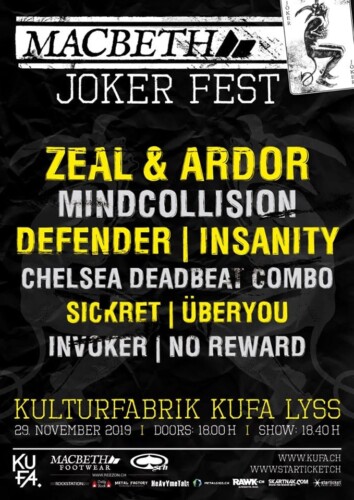 Poster von der Veranstaltung Macbeth Joker Fest @ Kulturfabrik KUFA, Lyss