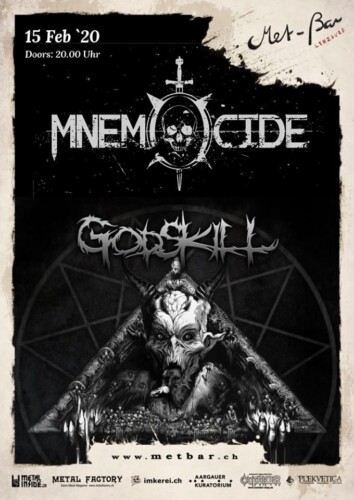 Poster von der Veranstaltung Mnemocide & God Skill @ Met-Bar, Lenzburg