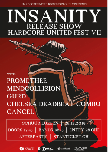 Poster von der Veranstaltung Insanity Release-Show // Hardcore United Fest VII @ Konzerthaus Schüür , Luzern