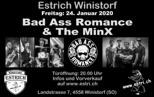 Poster von der Veranstaltung Bad Ass Romance & The MinX @ Estrich, Winistorf