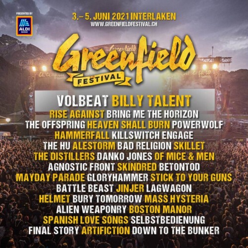 Poster von der Veranstaltung Greenfield Festival 2021 @ Flugplatz, Interlaken