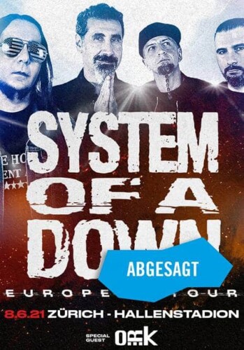 Poster von der Veranstaltung System Of A Down @ Hallenstadion, Zürich