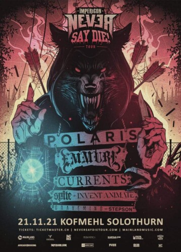 Poster von der Veranstaltung Impericon Never Say Die! Tour 2021 @ Kofmehl, Solothurn