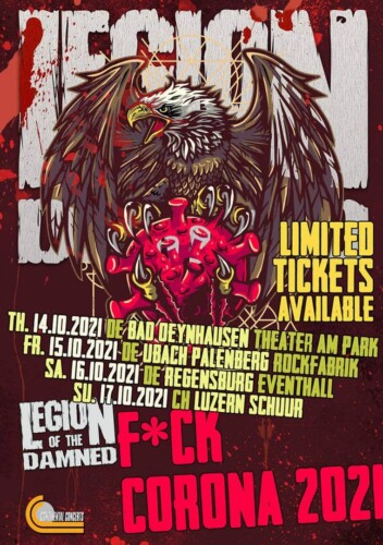 Poster von der Veranstaltung LEGION OF THE DAMNED / TOTAL ANNIHILATION / SHADOW’S FAR @ Konzerthaus Schüür , Luzern