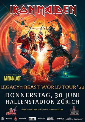 Poster von der Veranstaltung Iron Maiden European Legacy Of The Beast Summer Tour 2022 @ Hallenstadion, Zürich