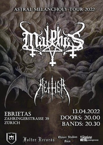 Poster of the event Malphas, Kether at Ebrietas, Zürich