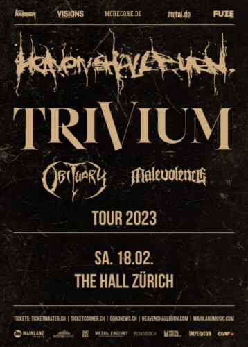 Poster von der Veranstaltung Heaven Shall Burn + Trivium Tour 2023 @ The Hall, Zürich