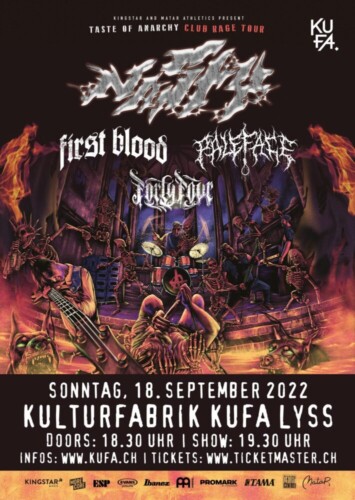 Poster von der Veranstaltung Frist Blood, Nasty & Paleface @ Kulturfabrik KUFA, Lyss