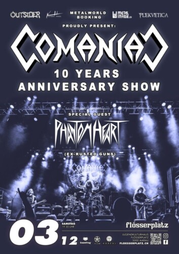 Poster von der Veranstaltung Comaniac: 10 Years Anniversary Show @ Flösserplatz, Aarau