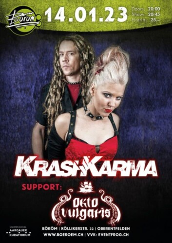 Poster von der Veranstaltung KrashKarma (USA) I Support: Okto Vulgaris (CH) @ Böröm pöm pöm, Oberentfelden