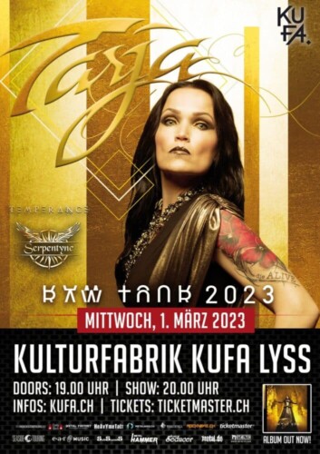 Poster von der Veranstaltung Tarja @ Kulturfabrik KUFA, Lyss