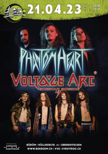 Poster of the event Voltage Arc (CH) I Phantom Heart (CH) at Böröm pöm pöm, Oberentfelden